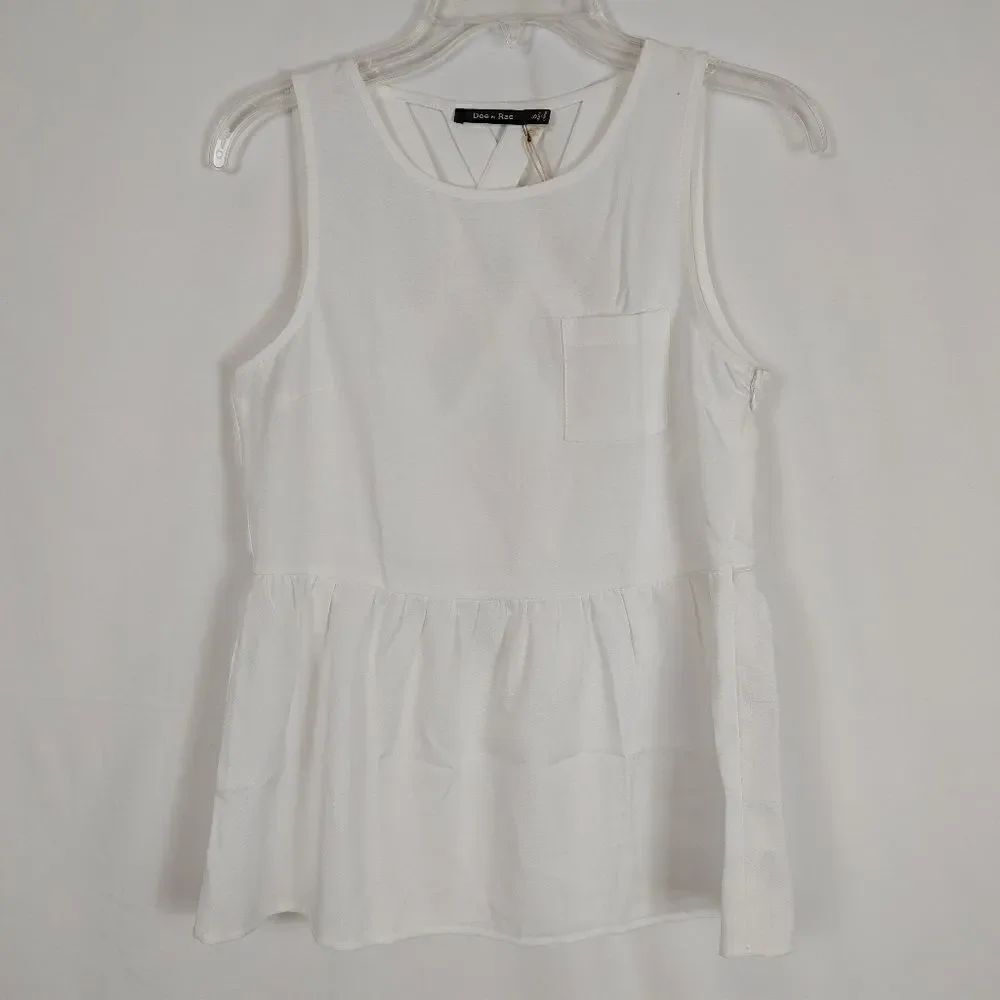 Doe & Rae Lattice Back Tank Top Women's Size Small NWT White.Armpit to armpit 1